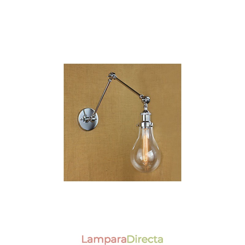 Lámpara de pared retro telescópica de cristal cromado