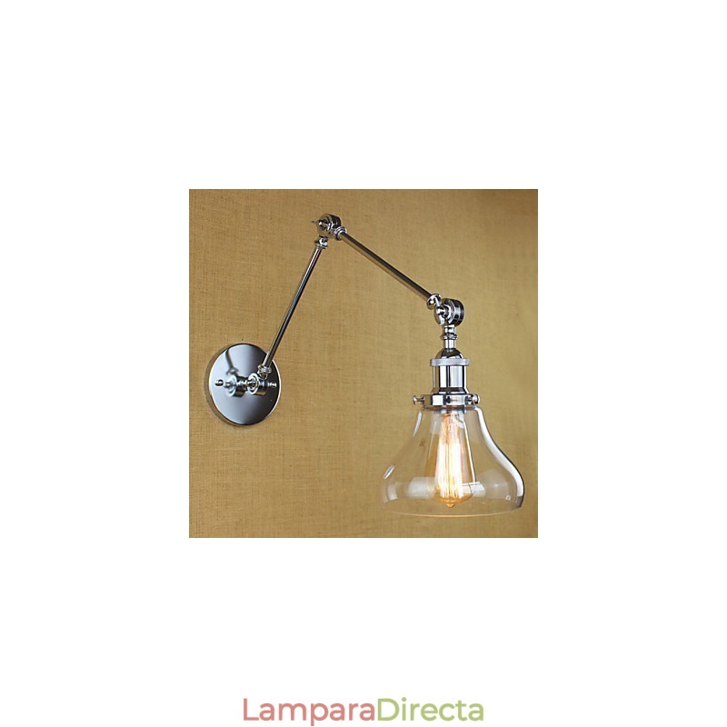 Lámpara de pared de cristal cromado con brazo doble ajustable, color plateado, para KTV, mesita de noche, pasillo, restaurante, hotel o habitación.