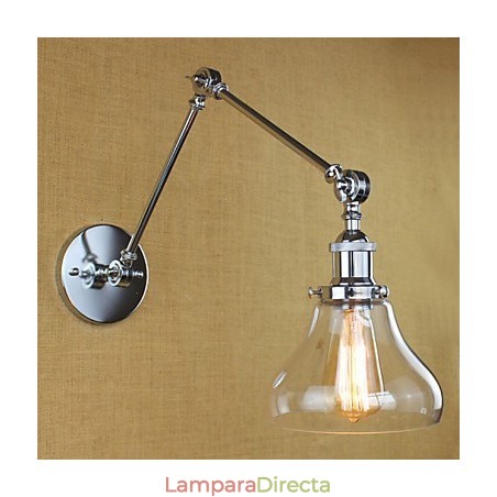 Lámpara de pared de cristal cromado con brazo doble ajustable, color plateado, para KTV, mesita de noche, pasillo, restaurante, hotel o habitación. Lámpara de pared de cristal cromado con brazo doble ajustable, color plateado, para KTV, mesita de noche, pasillo, restaurante, hotel o habitación.