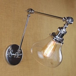 Lámpara de pared de cristal cromado con brazo doble ajustable, color plateado, para KTV, mesita de noche, pasillo, restaurante, hotel o habitación.