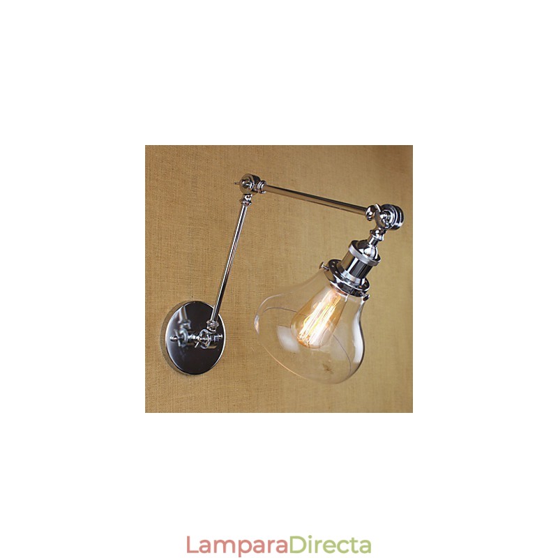 Lámpara de pared de cristal cromado con brazo doble ajustable, color plateado, para KTV, mesita de noche, pasillo, restaurante, hotel o habitación.