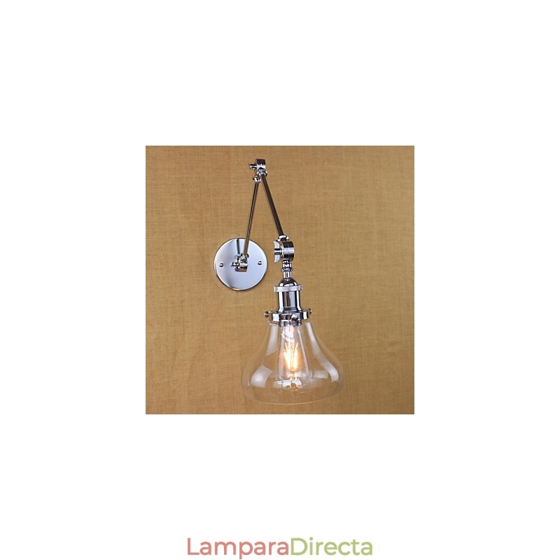 Lámpara de pared de cristal cromado con brazo doble ajustable, color plateado, para KTV, mesita de noche, pasillo, restaurante, hotel o habitación.