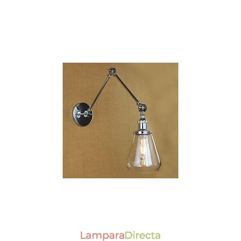 Lámpara de pared retro telescópica de cristal cromado