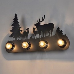 Lámparas de pared retro de hierro de 4 luces estilo loft pastoral americano para dormitorio y pasillo