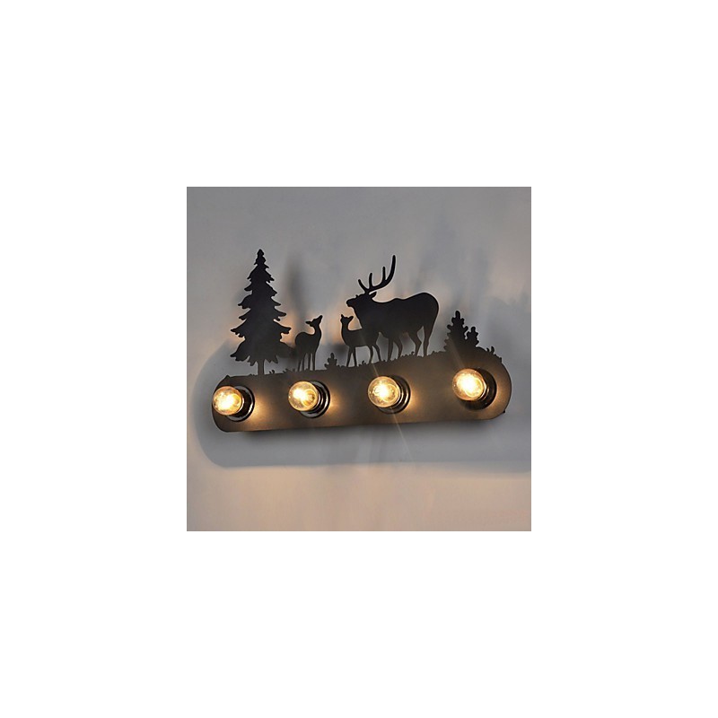 Lámparas de pared retro de hierro de 4 luces estilo loft pastoral americano para dormitorio y pasillo