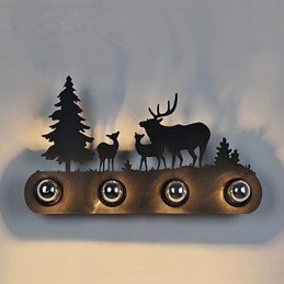 Lámparas de pared retro de hierro de 4 luces estilo loft pastoral americano para dormitorio y pasillo