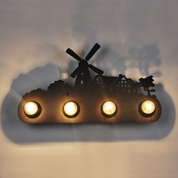 Lámparas de pared retro de hierro de 4 luces estilo loft pastoral americano para dormitorio y pasillo