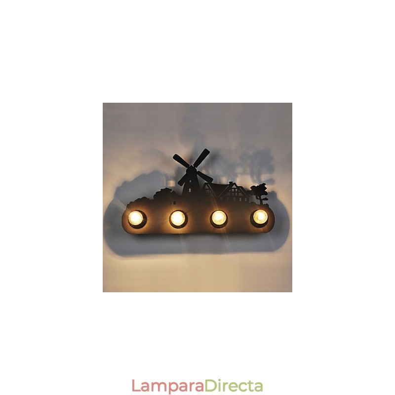 Lámparas de pared retro de hierro de 4 luces estilo loft pastoral americano para dormitorio y pasillo