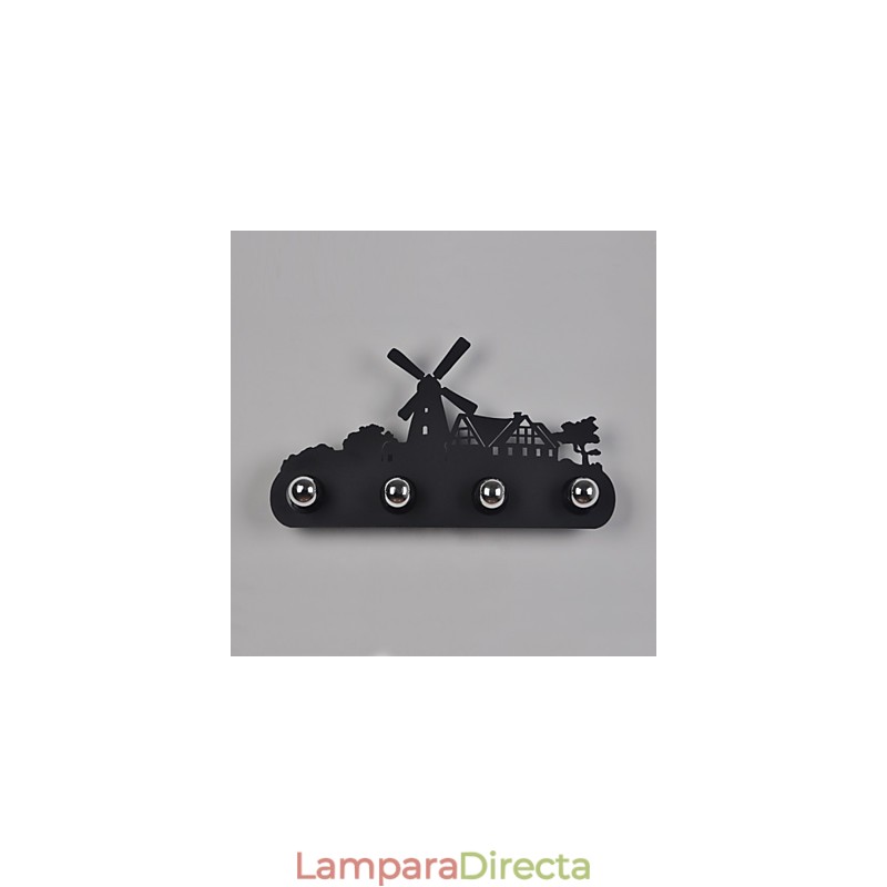Lámparas de pared retro de hierro de 4 luces estilo loft pastoral americano para dormitorio y pasillo