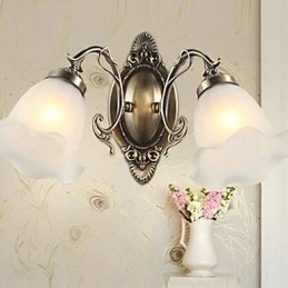 Lámpara de pared de hierro forjado, estilo europeo, elegante y moderno, de cristal retro.