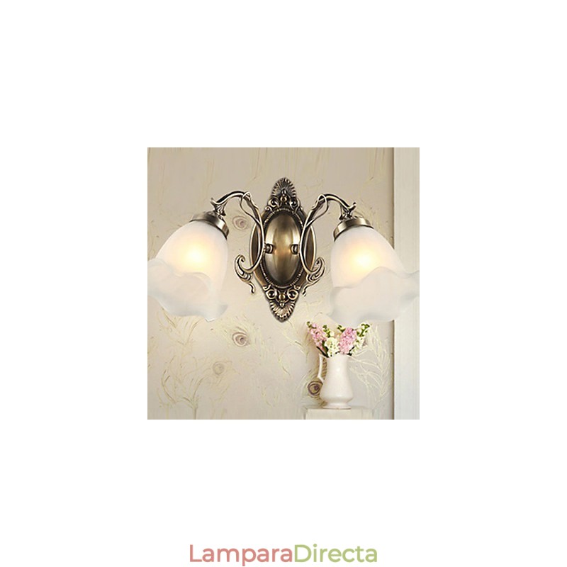 Lámpara de pared de hierro forjado, estilo europeo, elegante y moderno, de cristal retro.