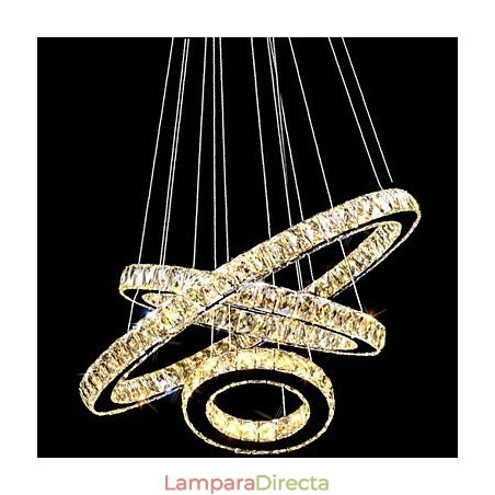 Lámpara colgante de cristal moderna con tres anillos D406080 K9, lámparas de techo de cristal de gran tamaño Lámpara colgante de cristal moderna con tres anillos D406080 K9, lámparas de techo de cristal de gran tamaño