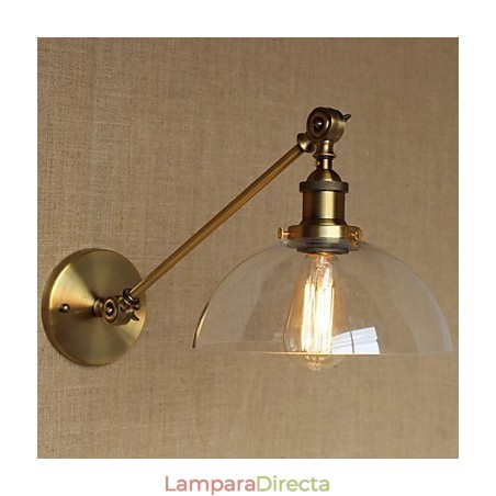 Lámpara de pared estilo retro creativo estilo americano estilo country para salón o dormitorio con brazo de latón, bronce y vidrio de hierro. Lámpara de pared estilo retro creativo estilo americano estilo country para salón o dormitorio con brazo de latón, bronce y vidrio de hierro.