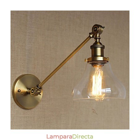 Lámpara de pared estilo retro creativo estilo americano estilo country para salón o dormitorio con brazo de latón, bronce y vidrio de hierro. Lámpara de pared estilo retro creativo estilo americano estilo country para salón o dormitorio con brazo de latón, bronce y vidrio de hierro.