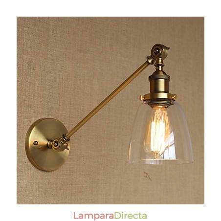 Lámpara de pared estilo retro creativo estilo americano estilo country para salón o dormitorio con brazo de latón, bronce y vidrio de hierro. Lámpara de pared estilo retro creativo estilo americano estilo country para salón o dormitorio con brazo de latón, bronce y vidrio de hierro.