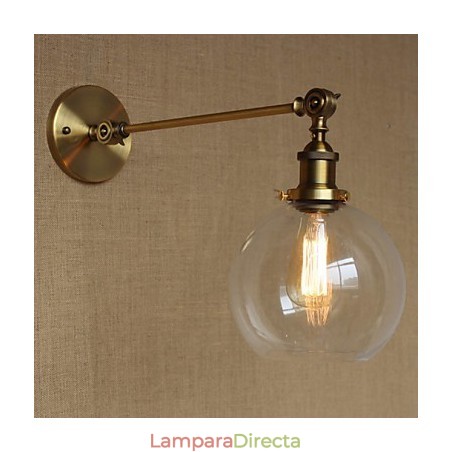Lámpara de pared estilo retro creativo estilo americano estilo country para salón o dormitorio con brazo de latón, bronce y vidrio de hierro. Lámpara de pared estilo retro creativo estilo americano estilo country para salón o dormitorio con brazo de latón, bronce y vidrio de hierro.