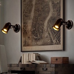 Lámpara de pared vintage industrial de hierro forjado negro, lámpara de pared retro, lámpara de pared para pasillo, iluminación de pared