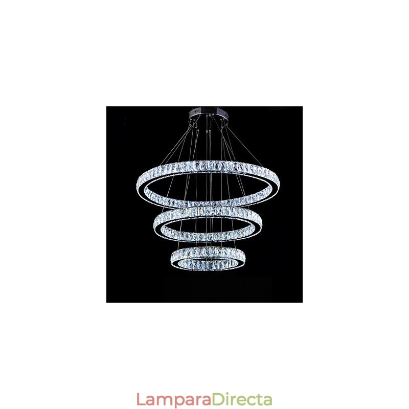 Lámpara colgante de cristal moderna con tres anillos D406080 K9, lámparas de techo de cristal de gran tamaño