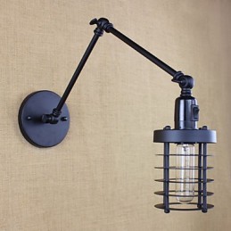Lámpara de pared estilo cama de hotel restaurante, brazo de hierro, doble, retro, vintage, cinturón negro, interruptor