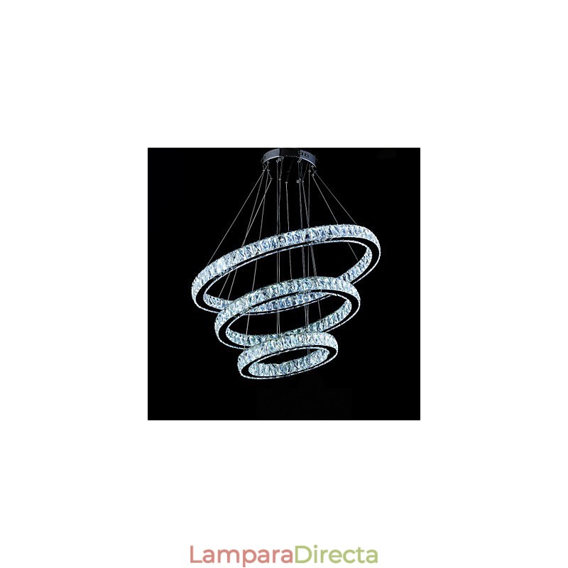 Lámpara colgante de cristal moderna con tres anillos D406080 K9, lámparas de techo de cristal de gran tamaño