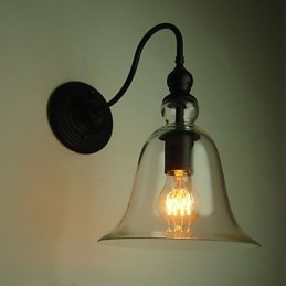 Lámpara de pared vintage de una luz de acero y cristal