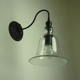 Lámpara de pared vintage de una luz de acero y cristal