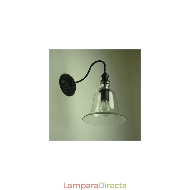 Lámpara de pared vintage de una luz de acero y cristal