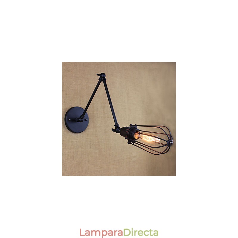 Lámpara de pared estilo cama de hotel restaurante, brazo de hierro, doble, retro, vintage, cinturón negro, interruptor