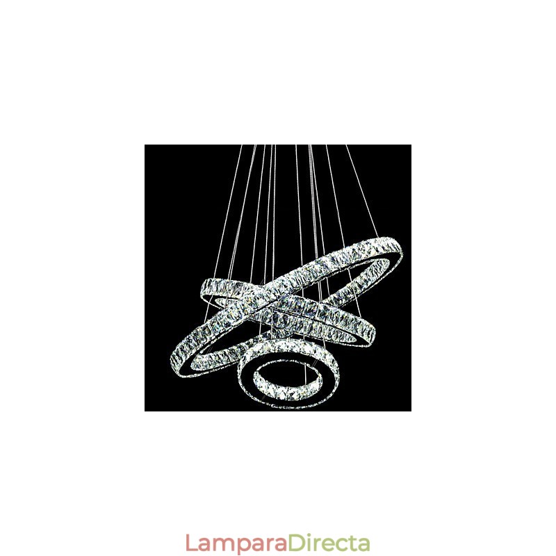 Lámpara colgante de cristal moderna con tres anillos D406080 K9, lámparas de techo de cristal de gran tamaño