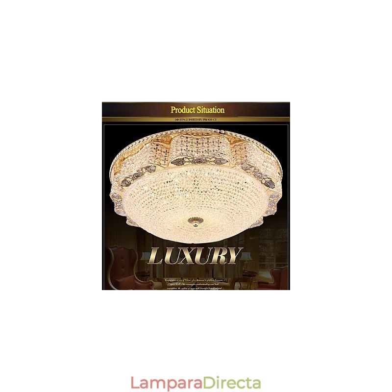 Lámpara de techo de cristal de lujo moderna con cúpula absorbente de 50 cm de diámetro.