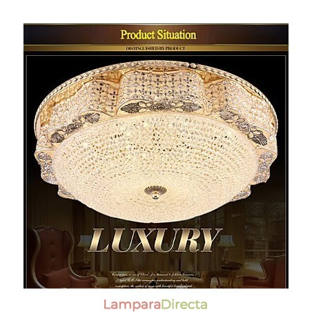 Lámpara de techo de cristal de lujo moderna con cúpula absorbente de 50 cm de diámetro. Lámpara de techo de cristal de lujo moderna con cúpula absorbente de 50 cm de diámetro.