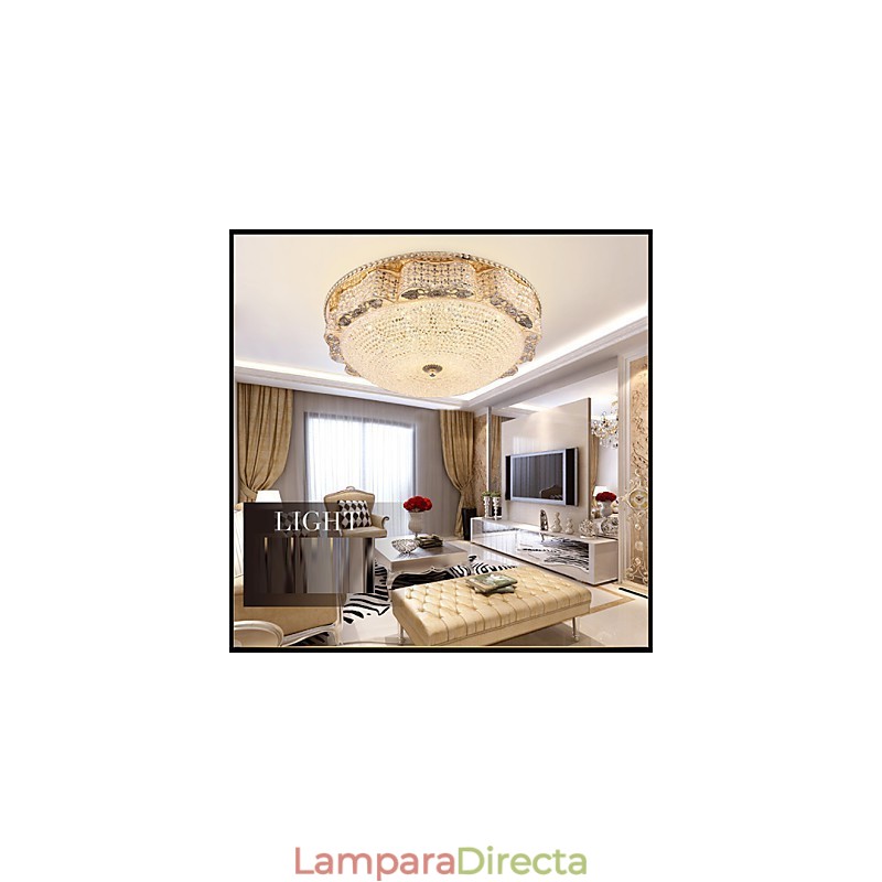 Lámpara de techo de cristal de lujo moderna con cúpula absorbente de 50 cm de diámetro.