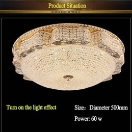 Lámpara de techo de cristal de lujo moderna con cúpula absorbente de 50 cm de diámetro.