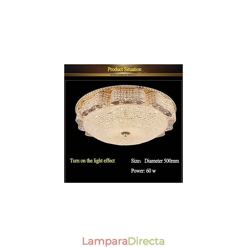 Lámpara de techo de cristal de lujo moderna con cúpula absorbente de 50 cm de diámetro.