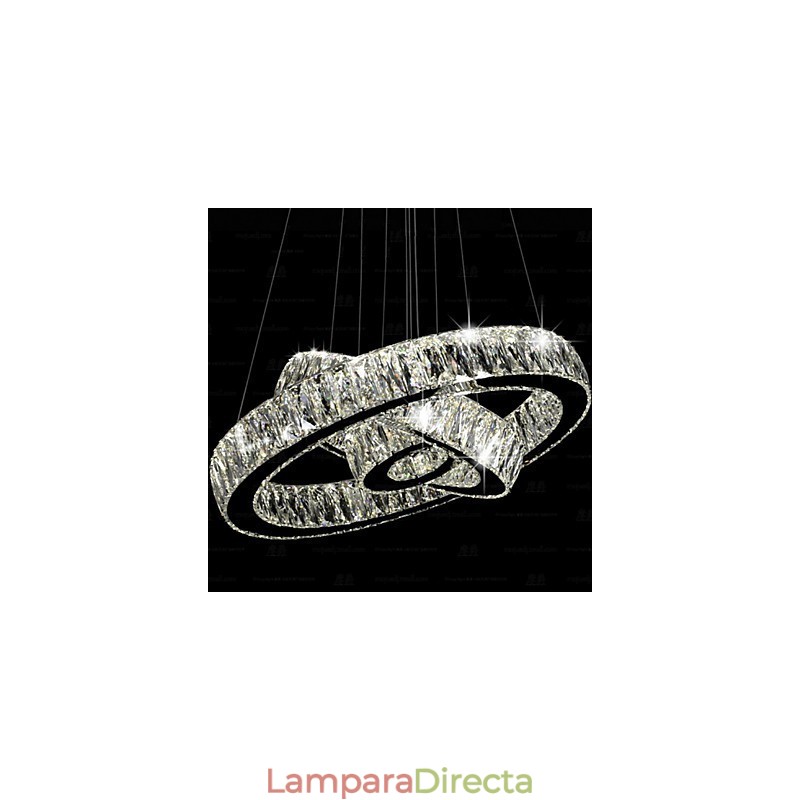 Lámpara colgante de cristal moderna con tres anillos D406080 K9, lámparas de techo de cristal de gran tamaño