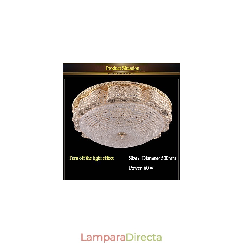 Lámpara de techo de cristal de lujo moderna con cúpula absorbente de 50 cm de diámetro.