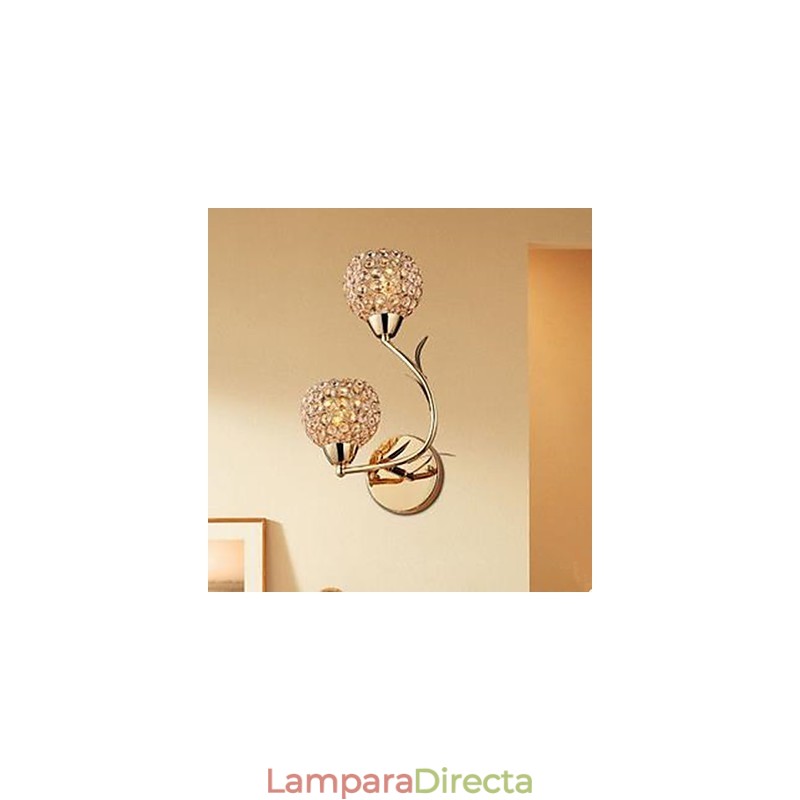 Lámpara de pared de cristal K9 de doble cabezal, contemporánea y concisa, dorada