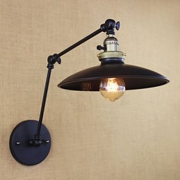 Lámpara de pared de hierro industrial minimalista americana con brazo largo e interruptor