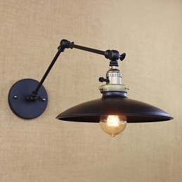 Lámpara de pared de hierro industrial minimalista americana con brazo largo e interruptor