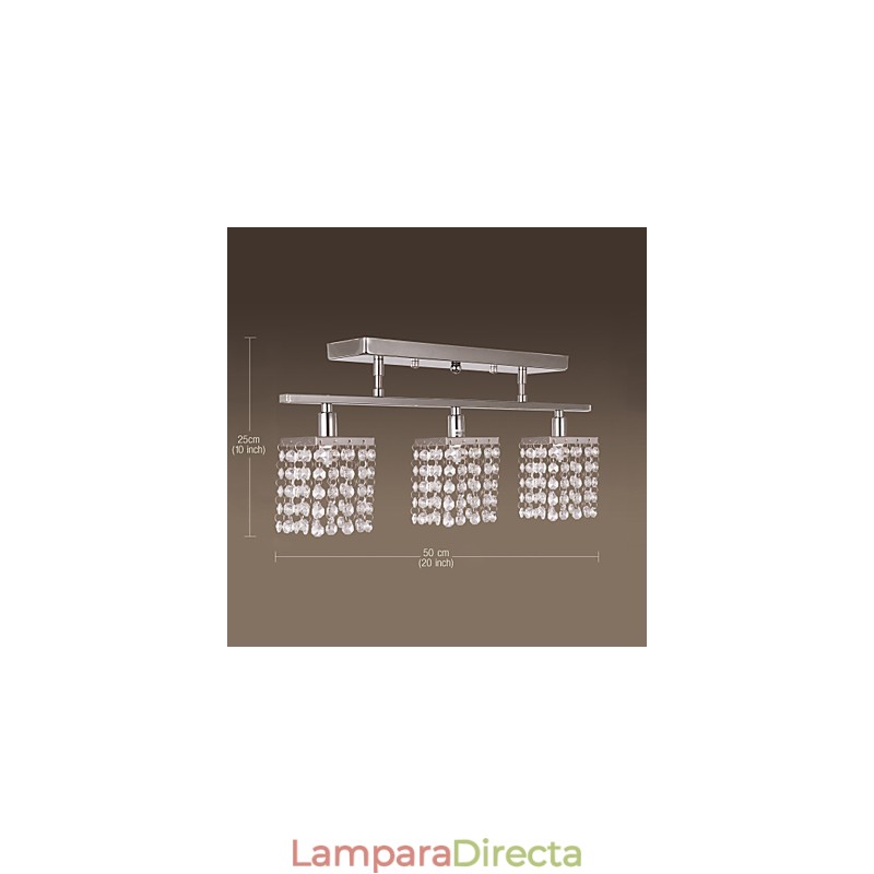 Lámpara de isla lineal Crysal de 3 luces