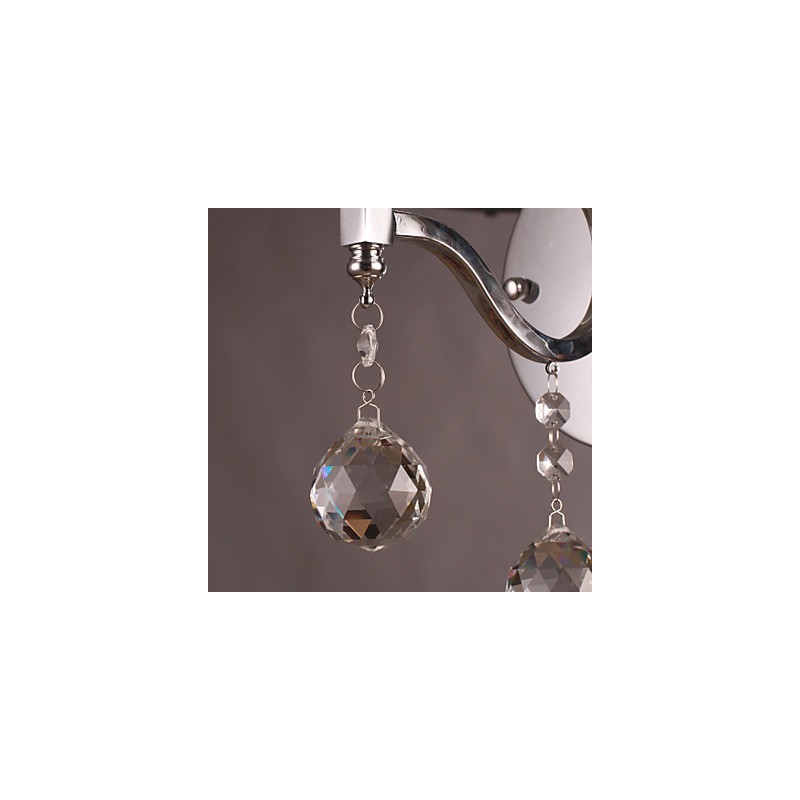 Aplique de pared de cristal plateado con 1 luz