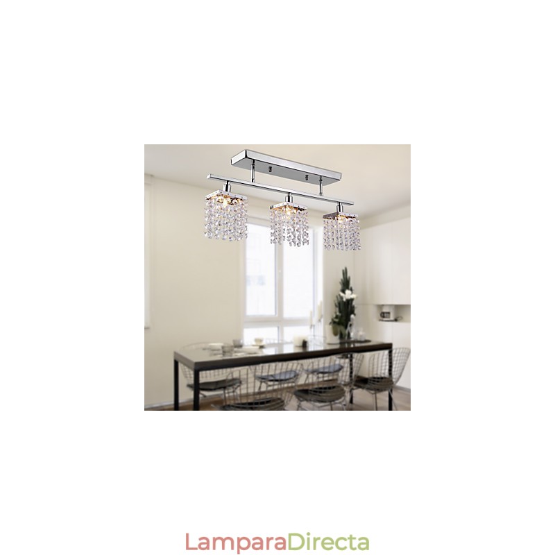 Lámpara de isla lineal Crysal de 3 luces
