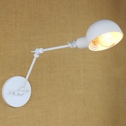 Lámpara de pared moderna de hierro forjado con brazo largo blanco doble para sala de estar, pasillo, dormitorio, mesita de noche, estudio