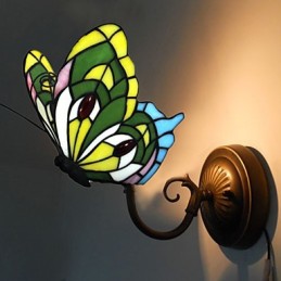 Lámpara de pared de hierro forjado creativa, estilo rural, estilo mediterráneo europeo, con luces de cristal.