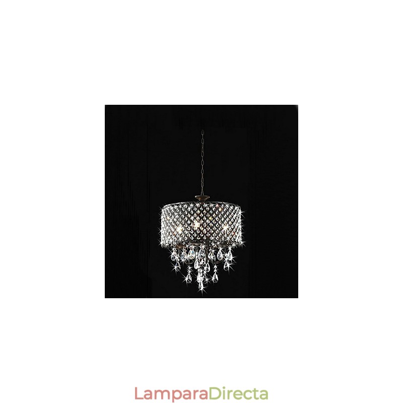 Lámpara de araña clásica tradicional de metal cromado y cristal