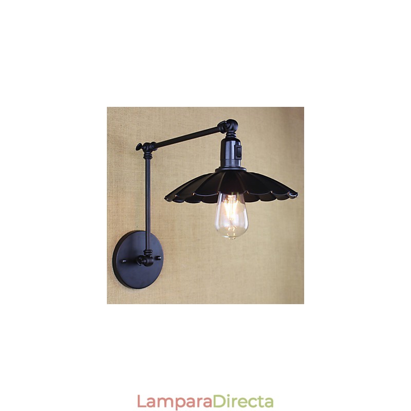 Lámpara de noche para dormitorio, hotel, ingeniería, restaurante, retro, negro mate, cinturón, brazo largo, interruptor doble, pared