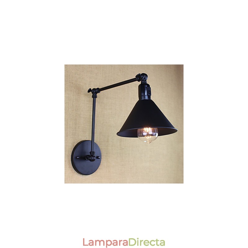 Interruptor de pared doble de brazo largo con cinturón negro mate retro