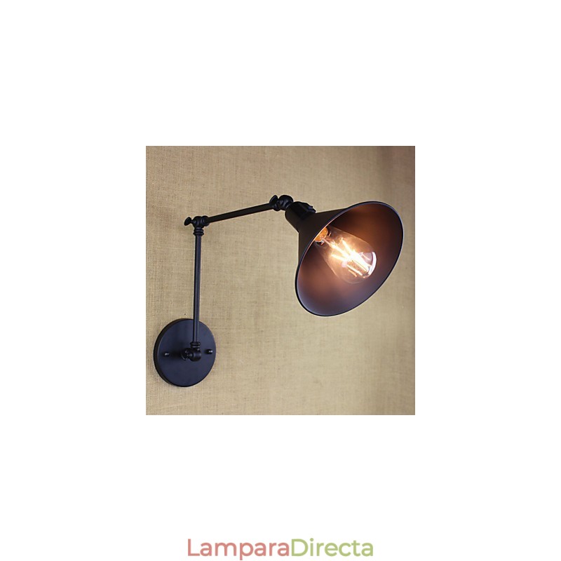 Interruptor de pared doble de brazo largo con cinturón negro mate retro