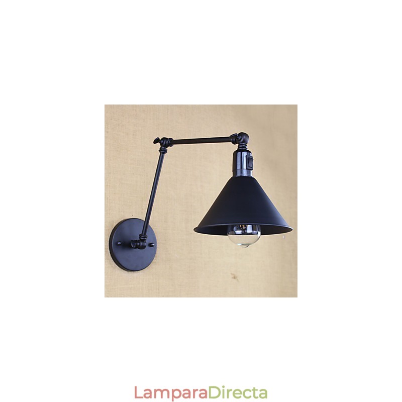 Interruptor de pared doble de brazo largo con cinturón negro mate retro