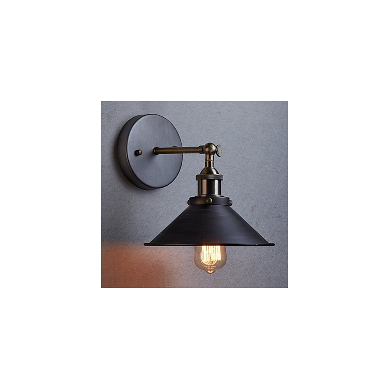 Aplique de pared industrial vintage Edison Simplicity de 1 luz, de metal, para comedor, estudio, oficina y pasillo.